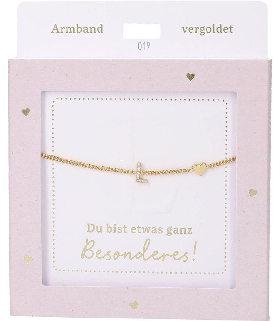 Depesche Armband Gold mit L-Anhänger und Herz - Schmuck Geschenk