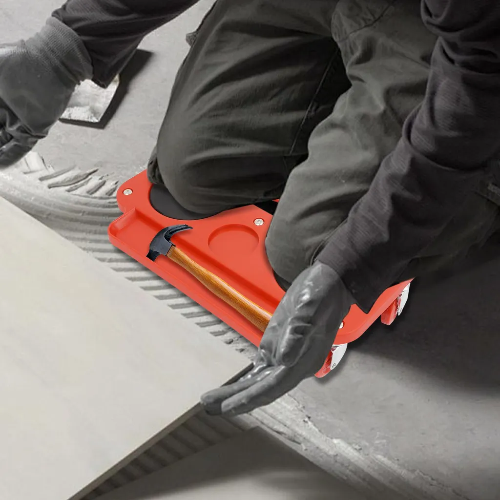 Genouillères ergonomiques rouges avec compartiments outils pratiques