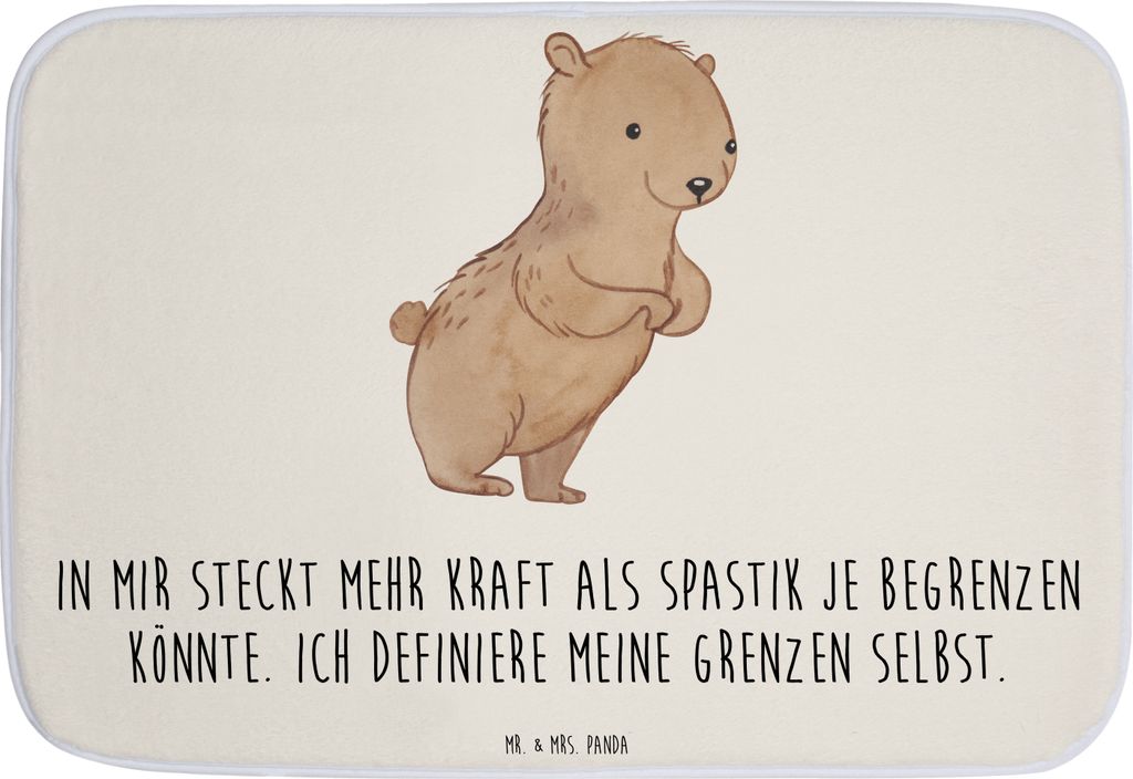 Mr. & Mrs. Panda Badteppich Bär Spastik - Weiß - Geschenk, Badläufer, Vorleger Bad, Spasmus, Badematte, Badvorleger, Badezimmerteppich, Spastizi...