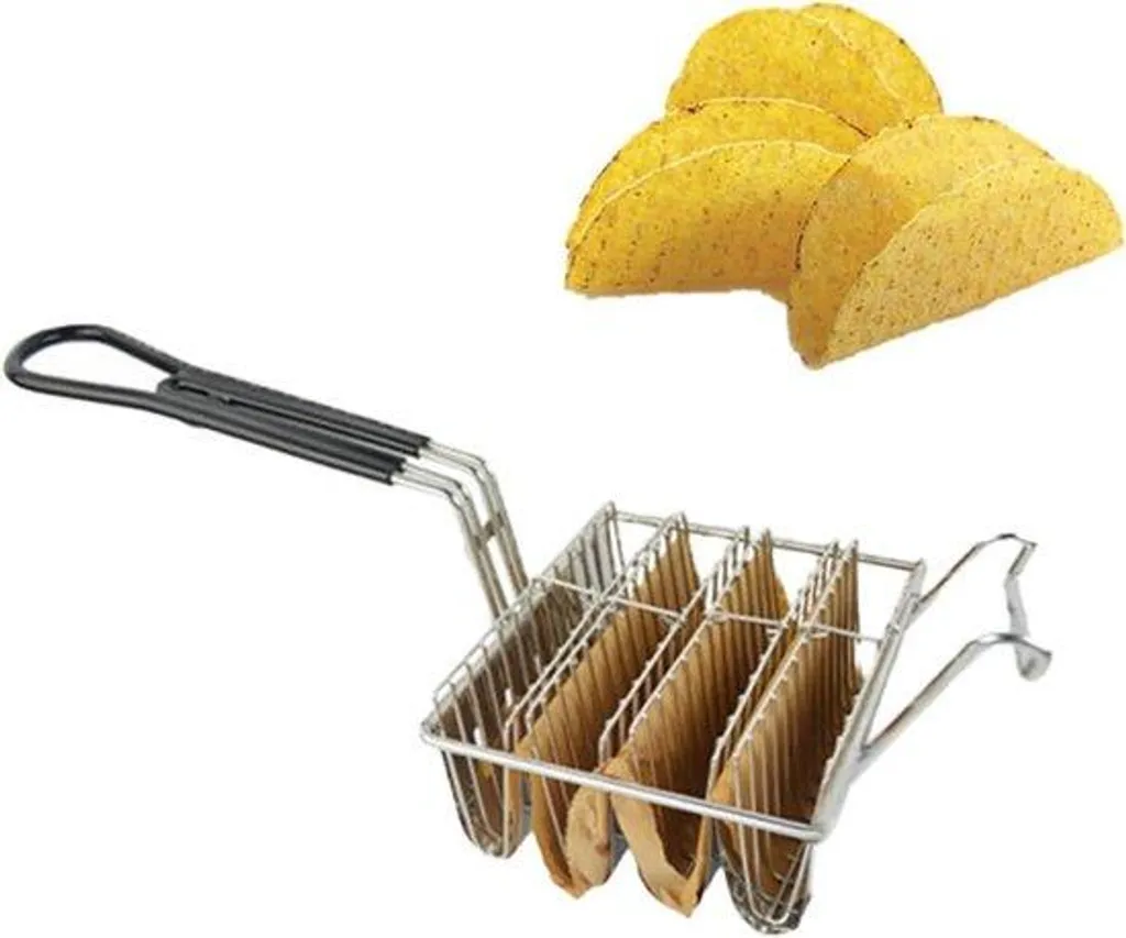Friteuse à tacos robuste avec poignée isolante et 4 bacs de cuisson