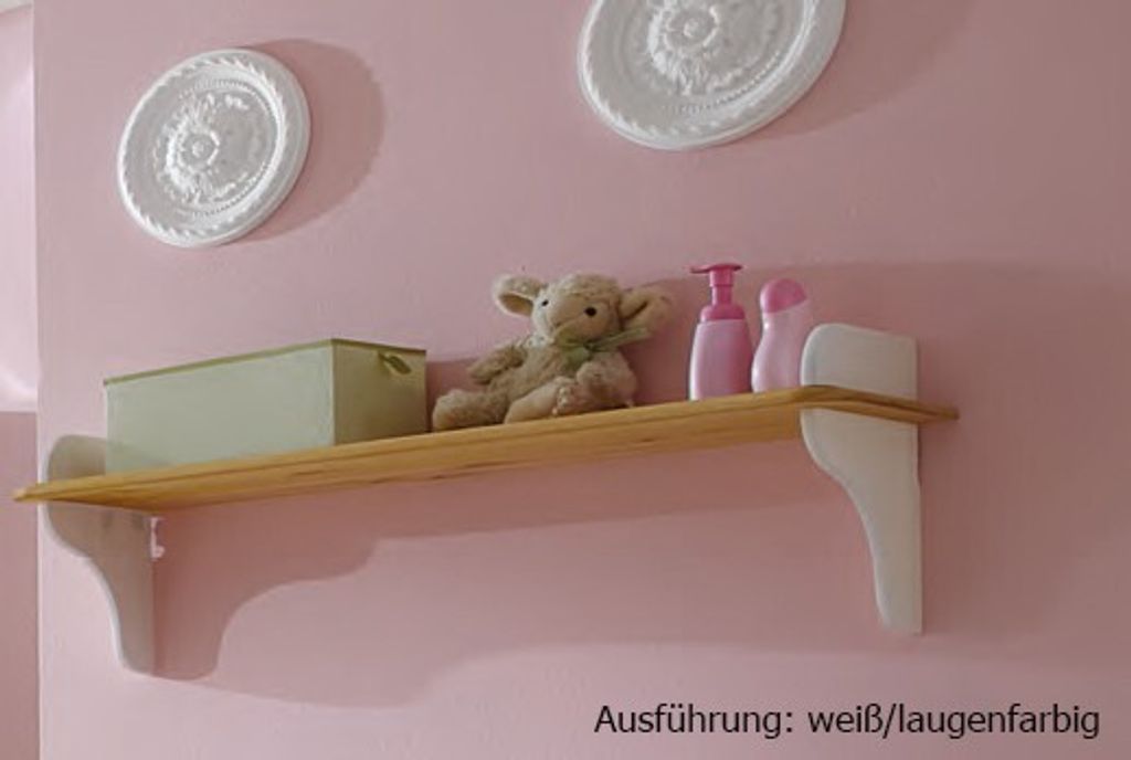 Regal Wandregal Wandboard Hängeregal Landhausstil Kiefer massiv Kinderzimmer, Farbe:laugenfarbig