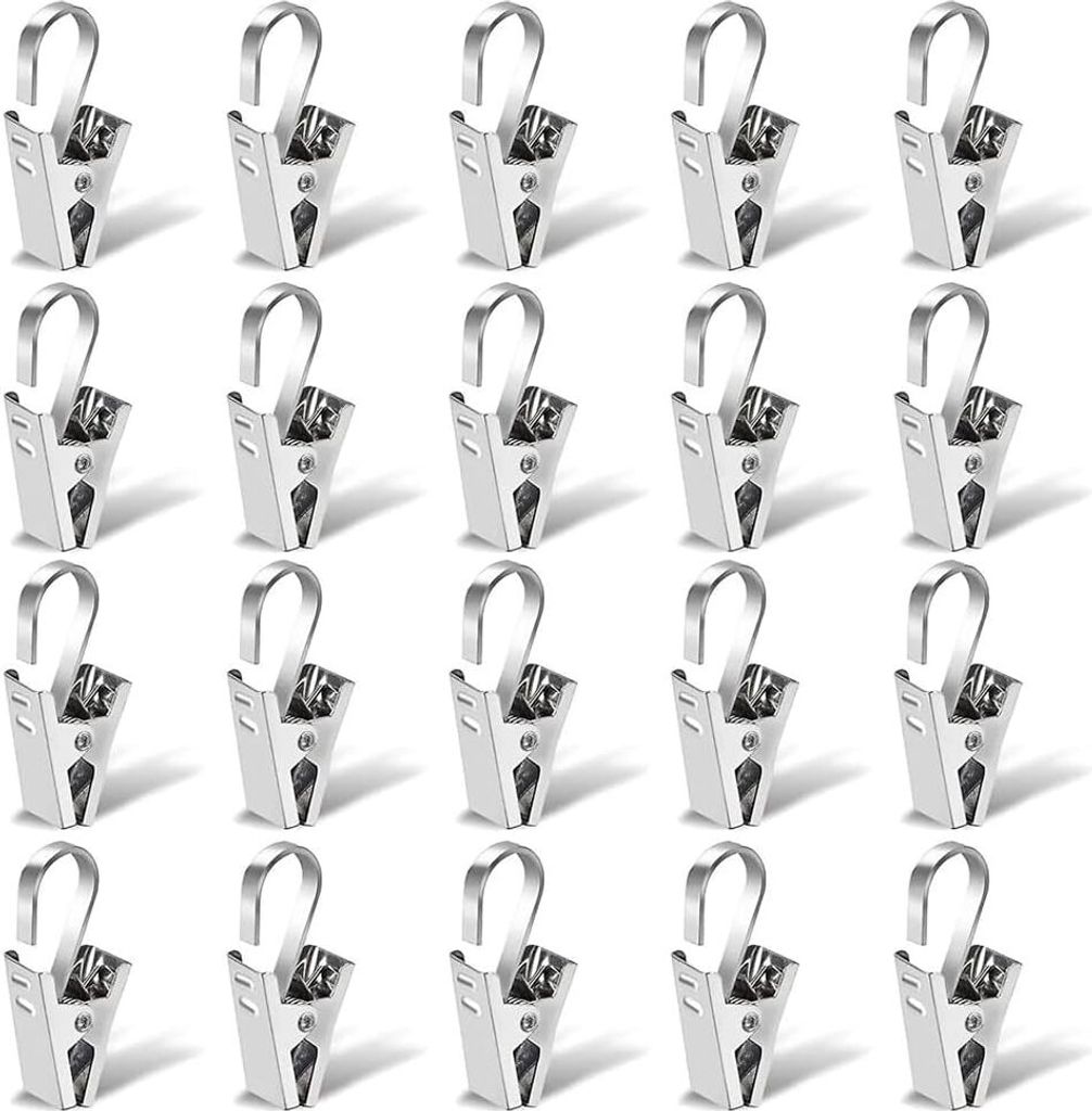 20 Stück Vorhang Haken Clips, Edelstahl Gardinenhaken Clips