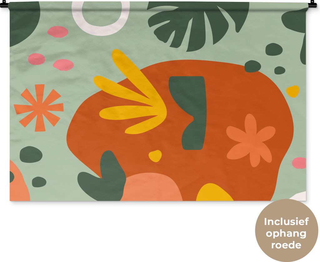 MuchoWow Wandteppich Wandbehang Monstera - Pflanzen - Muster 120x80 cm Tapisserie Dekoration Wandtuch - Wanddekorationen - Wandtücher
