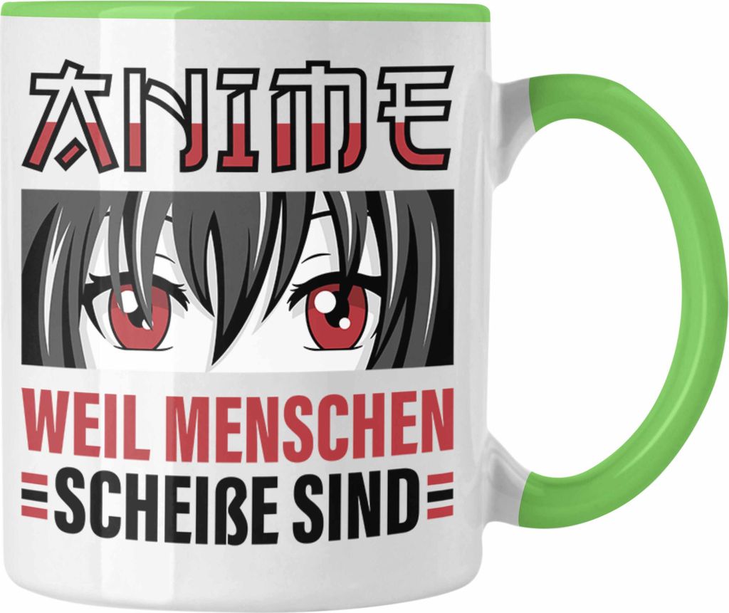 TRENDATION Anime Tasse Geschenk Spruch Kaffeetasse (Grün)