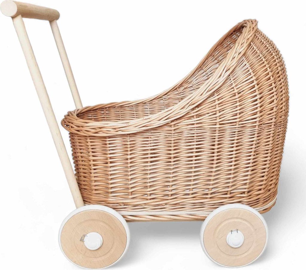 Puppenwagen aus weiden in der Farbe natural 48x30x45 cm Produktbild 