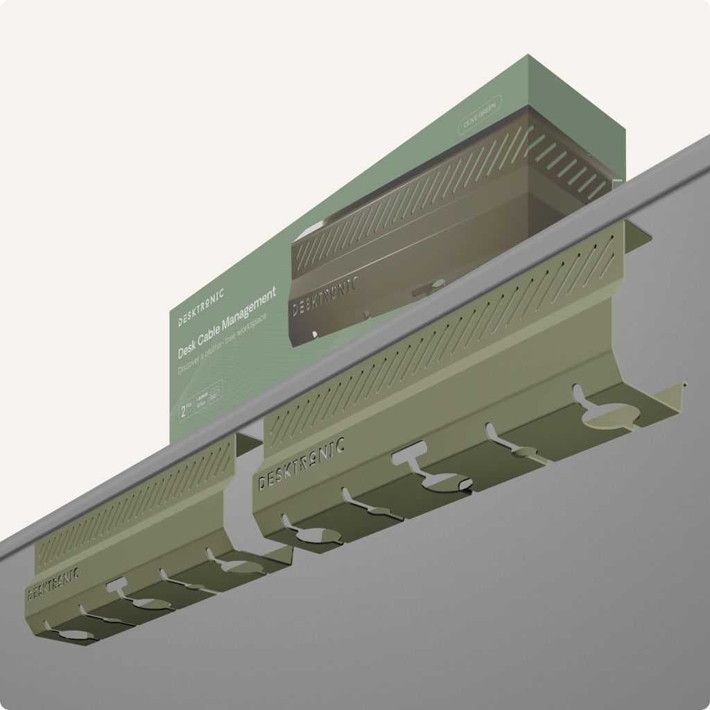 Desktronic Kabelkanal Schreibtisch, 2x43cm, Hochwertiger Stahl, Kabel Organizer für Kabelführung Grün