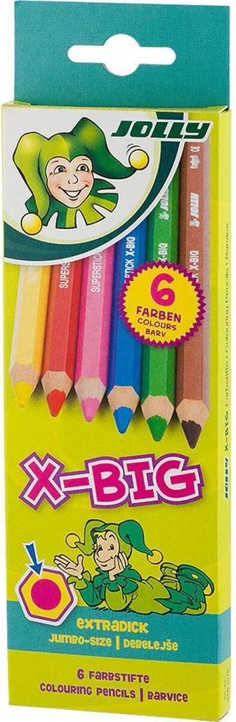 Crayons Jolly X-Big pour maternelle et apprentissage du dessin 6pcs