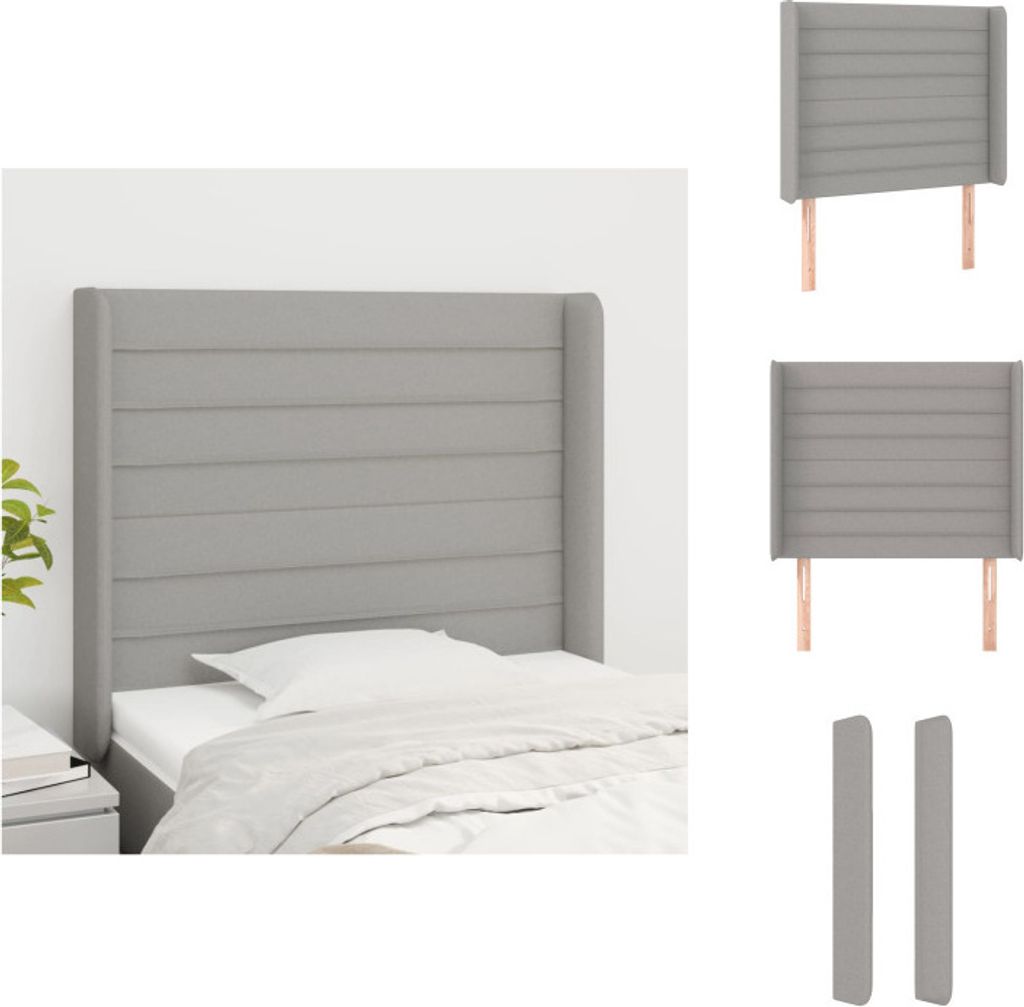 vidaXL Kopfteil mit Ohren Hellgrau 83x16x118/128 cm Stoff - Kopf- & Fußenden
