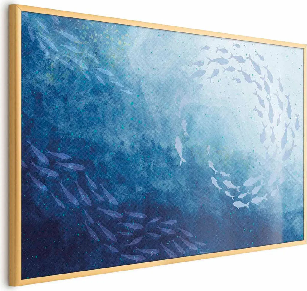 Poster Oceano 90x60 cm con Cornice Dorata Elegante - Arredo Mare Lusso