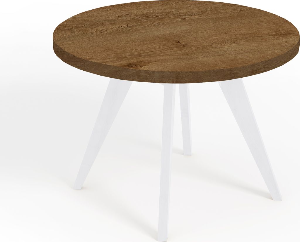 Runder Ausziehbarer Tisch für Esszimmer, LORA, Loft-Stil, Skandinavische, Durchmesser: 110 / 210 cm, Farbe: Eiche Lefkas Dunkel / Weiß