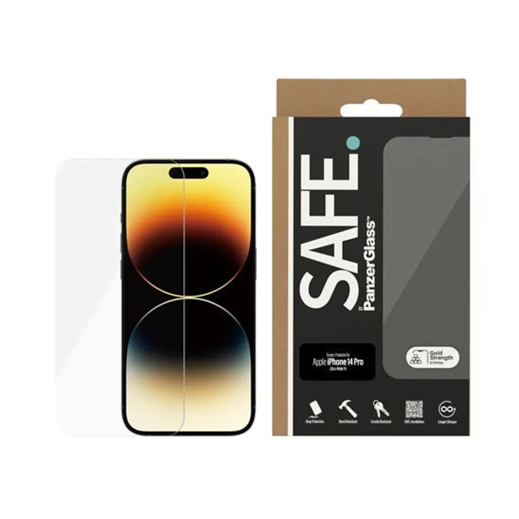 PanzerGlass SAFE. iPhone 14 Pro: Protezione Invisibile Ultra-Wide Fit