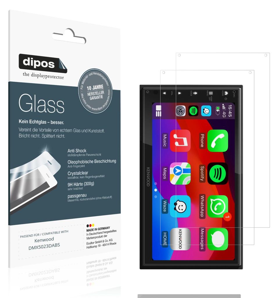 2x Schutzfolie für Kenwood DMX5023DABS - Anti-Shock 9H Folie dipos Glass Kunststoffglas