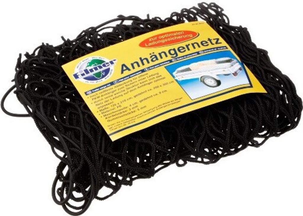 Filmer 376002 Anhänger-Ladungssicherungsnetz 2,10 x 1,25 m, schwarz