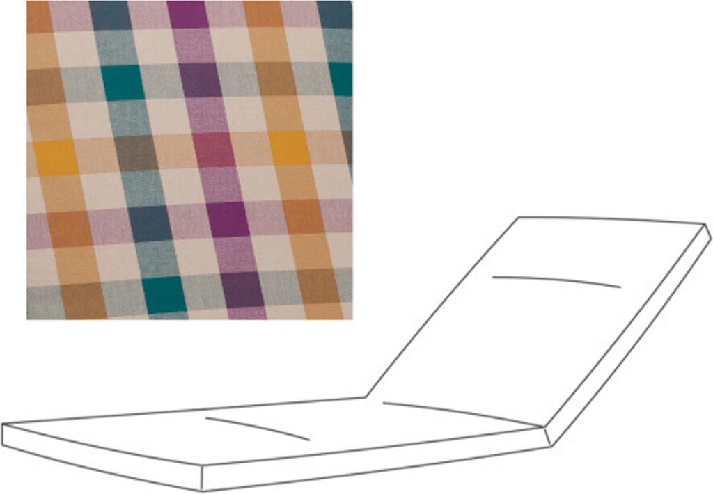 elGiga | Kettler Dessin 807 Polsterauflage - bunt kariert - Liegenauflage 200 x 65 x 4 cm