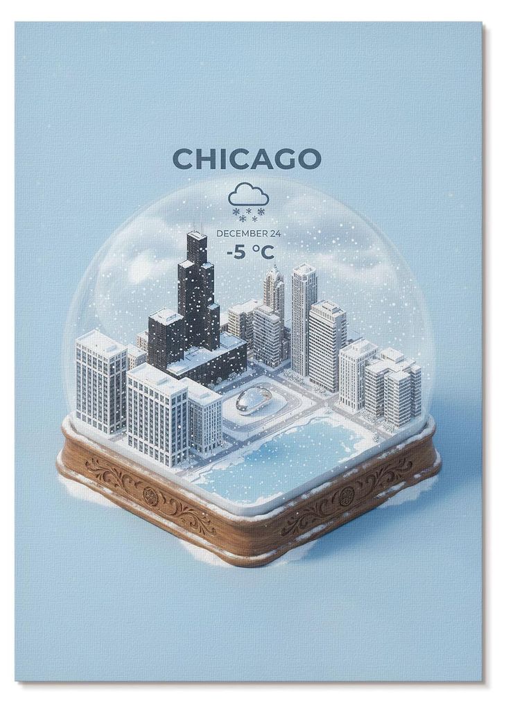 POSTER - 21x29 cm (A4) - Jorn - Eine Miniaturstadt in winterlicher Kulisse - Wandbild für Wohnzimmer Schlafzimmer & Flur, Modernes Poster Wanddeko...