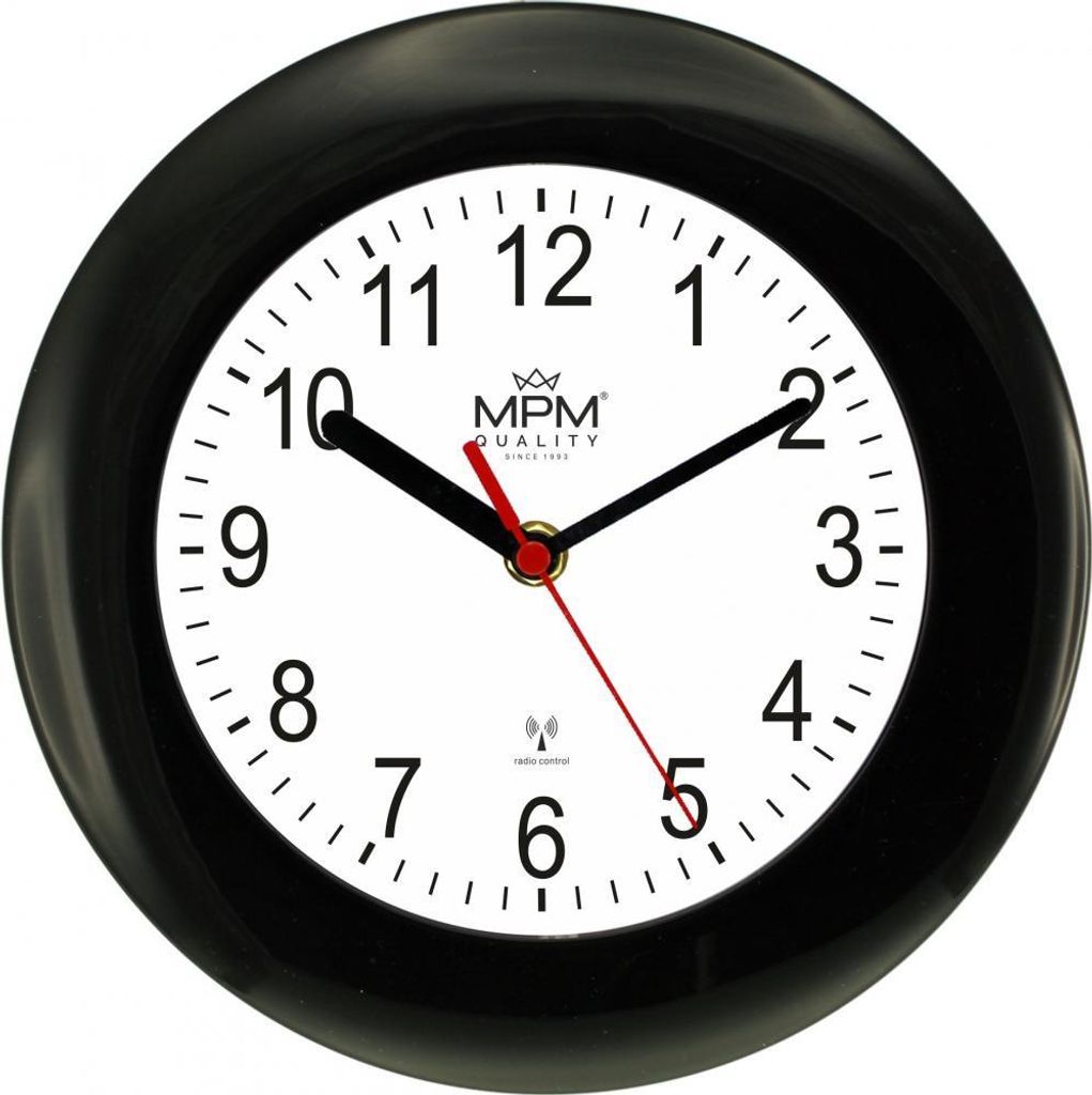 MPM-Quality Wanduhr Isabelle rund Ø 250 mm Kunststoff Schwarz volle Ziffern