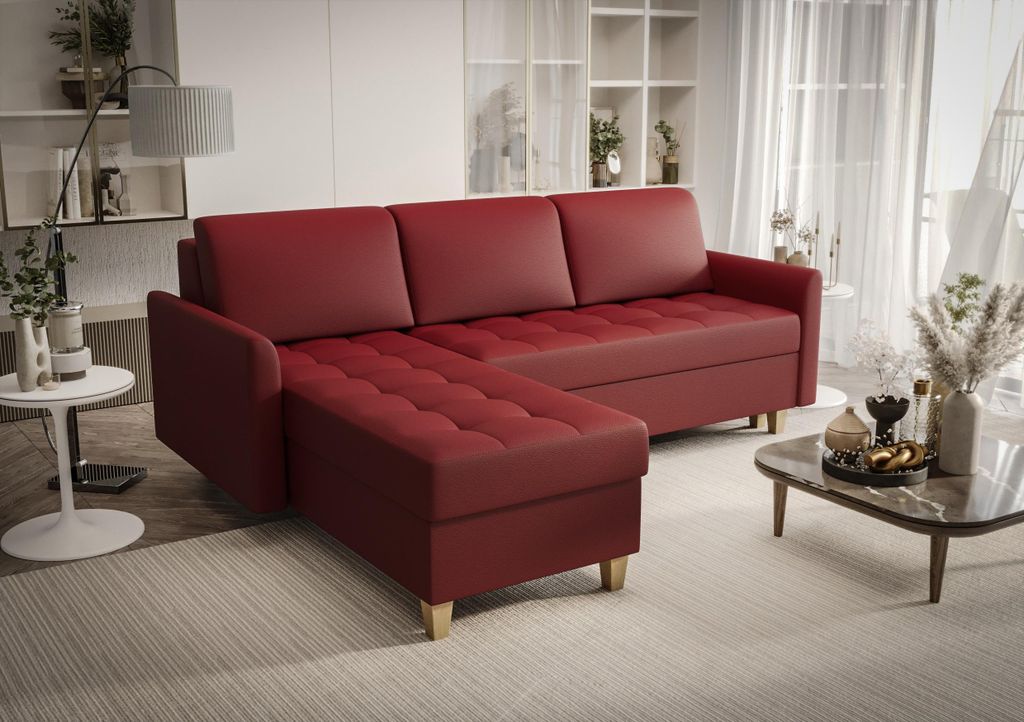 Ecksofa 240x180 cm Rot Links Kunstleder Kongo RBN08