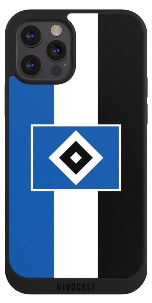 NIVOCASE Handyhülle für Apple iPhone 12 Pro Max Hülle NIVOpure Case Schwarz HSV Hamburger SV Streifen
