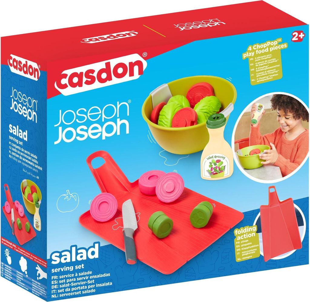 Joseph Joseph Salatset Grün mit Chop2pot-Schneidematte (klappbares Messer) und Uno-Salatschüssel
