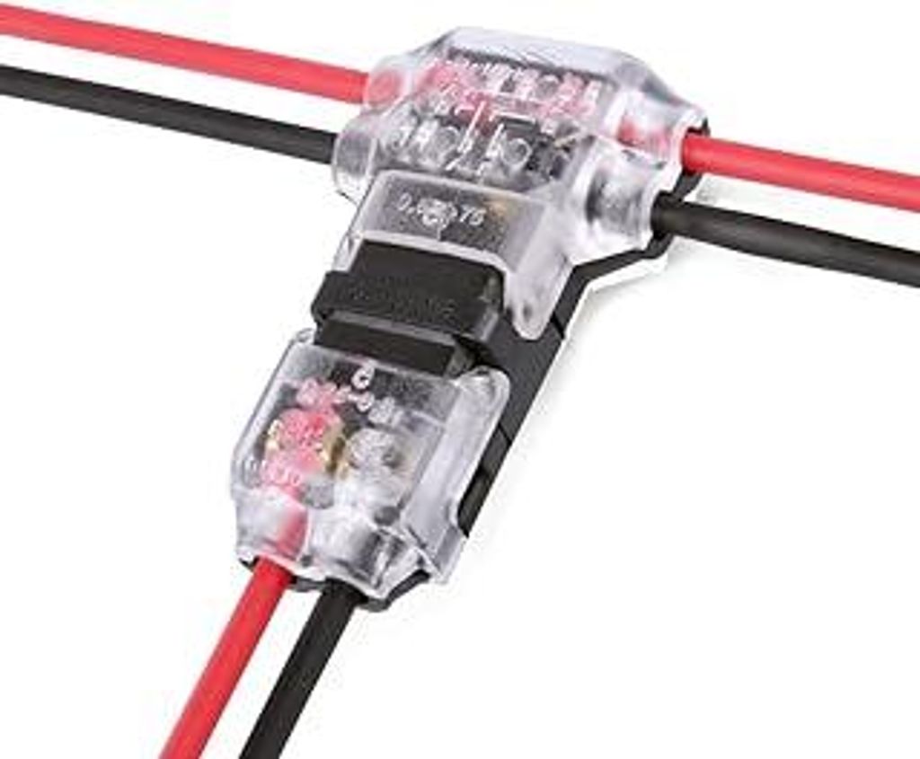 Kabelverbinder, 2-polig, T-Wasserhahn, 3-Wege-Schnellspleiß, kein Löten ohne Abisolieren, kompatibel mit 18–24 AWG-Kabeln, Transparent, 10 Stück