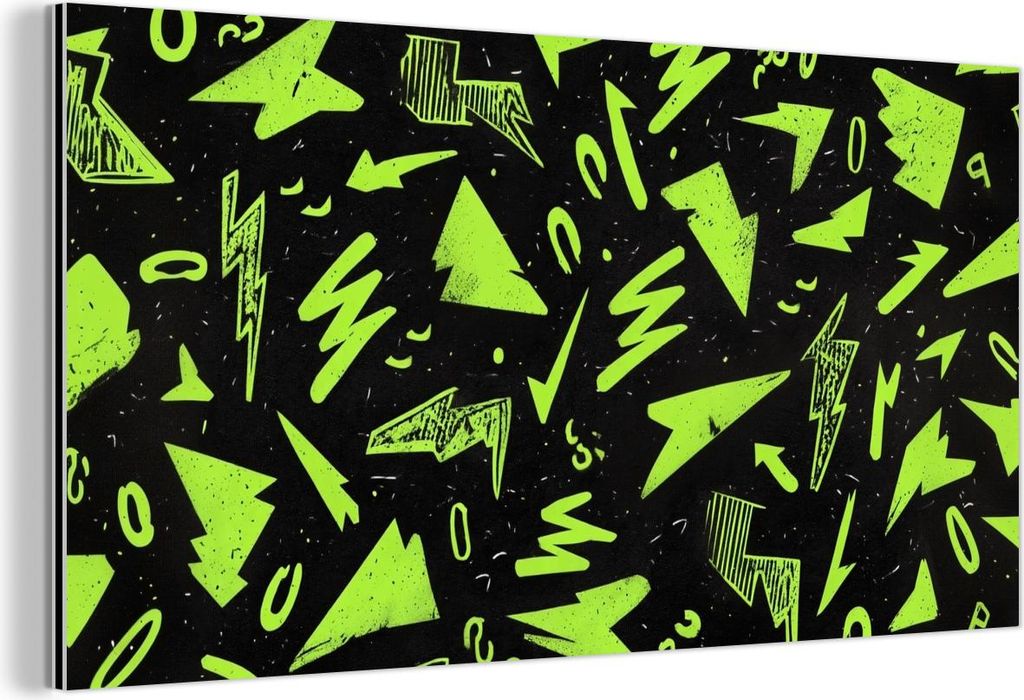 MuchoWow Wanddekoration Metall Metallbild Wandkunst 40x20 cm Spiele - Formen - Pfeile - Abstrakt - Schwarz MuchoWow Aluminium Gemälde - Bild - Alu...