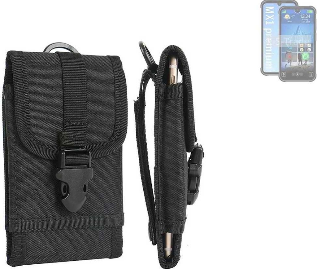 K-S-Trade Holster Handy Hülle kompatibel mit Bea-fon MX1 premium Holster Handytasche Gürtel Tasche Schutz Hülle Robust Outdoor schwarz