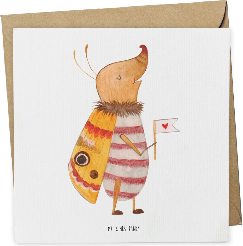 Mr. & Mrs. Panda faltkarte Nachtfalter Fähnchen - Weiß - Geschenk, anlasskarte, Lustige Sprüche, Käfer, Spruch Lustig, Süß, doppelkarte, Witz...