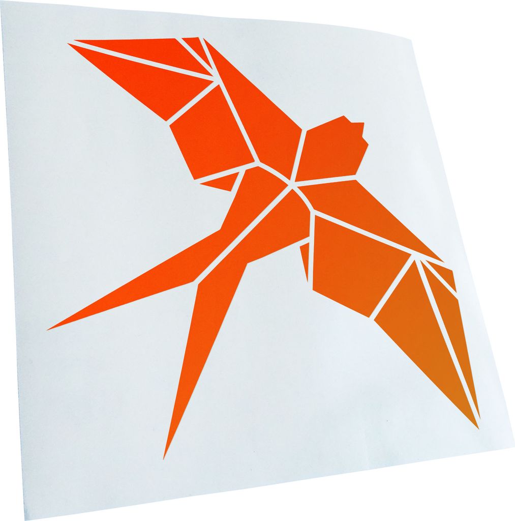 Kiwistar - Autoaufkleber - Papierfalten Vogel M2 - Neonorange - 24x24cm - Aufkleber für Auto, Laptop, Fahrrad, LKW, Motorrad mehrfarbig JDM Decal ...