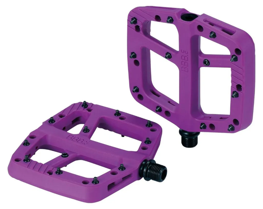 Pédales plates BBB Decoder BPD-37 violettes - Plateforme 100 x 110 mm
