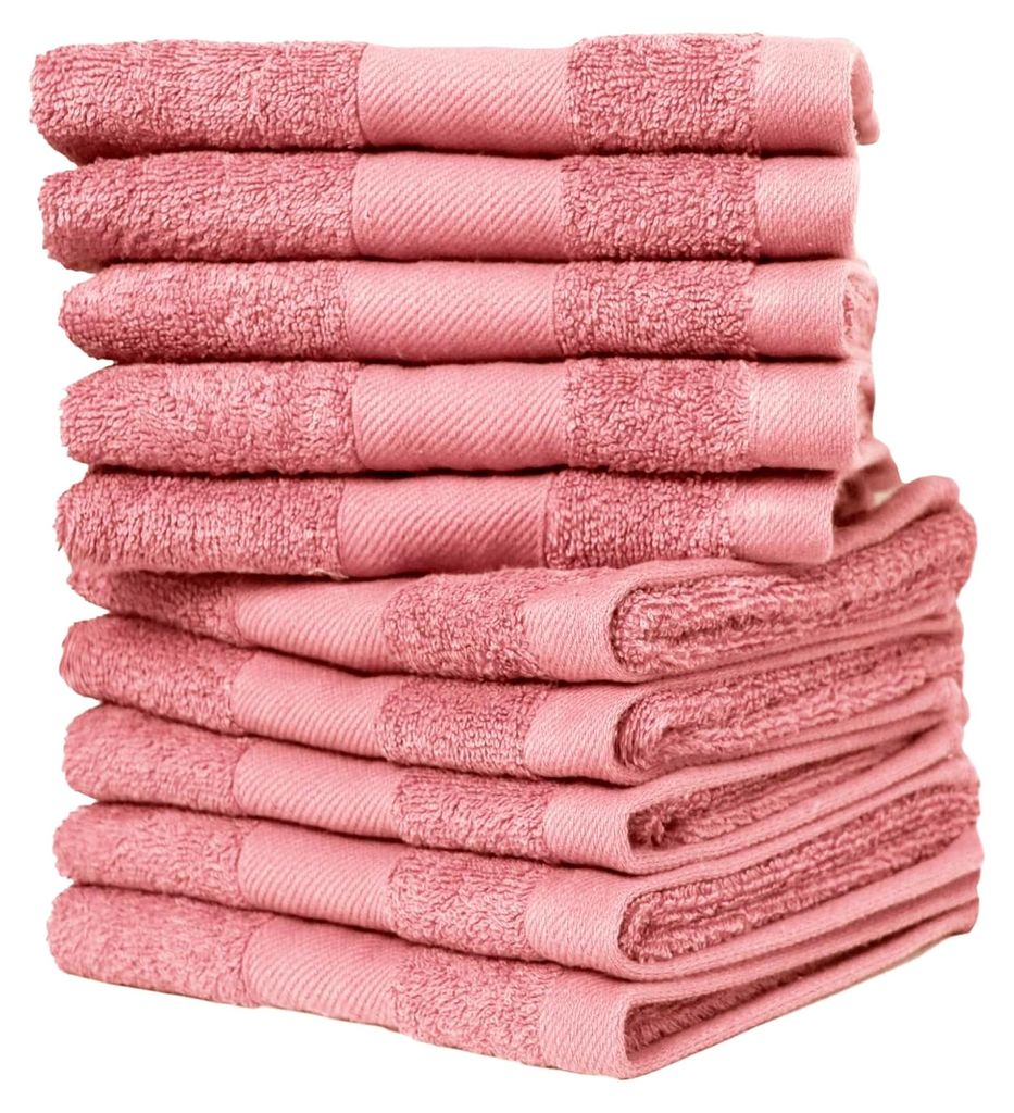 Handtuch-Set aus 100% Baumwolle GOTS (Altrosa, 10er-Set Gästetuch (10x 30x50 cm))