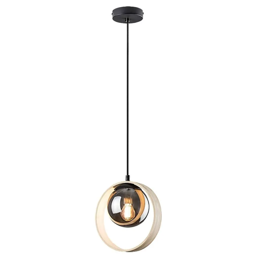 Rabalux 72061 Peyton Suspension 1 Spot E14 Bois Brun-Gris Moderne Ø215 mm