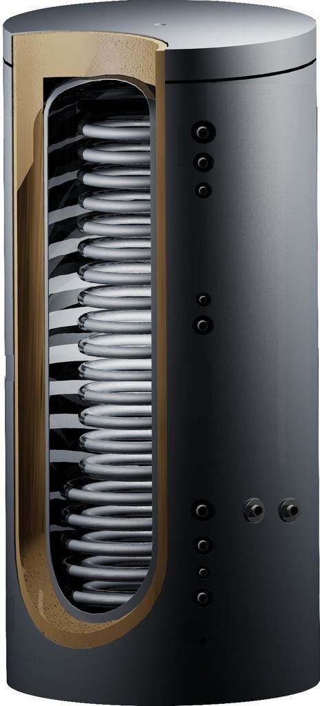 Hygienespeicher 600 Liter schmal mit 1 Wärmetauscher und Isolierung Typ PHS 600