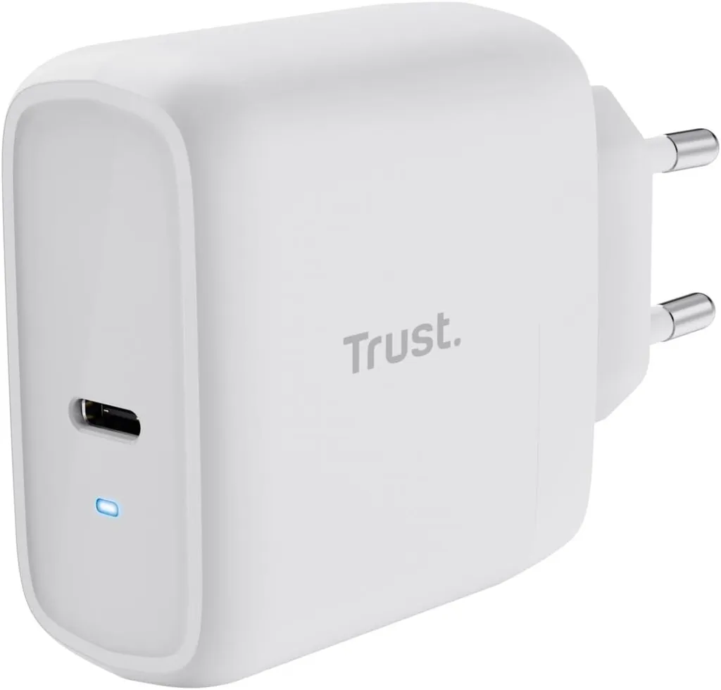 Chargeur USB-C 65W Blanc Trust Maxo Adaptateur Secteur pour Laptop