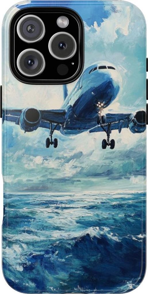 Flugzeug über dem Ozean – Hülle Kompatibel mit iPhone 16 Pro Max