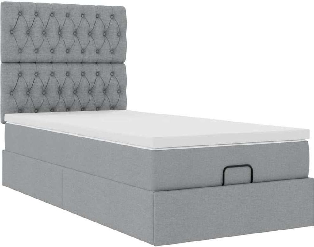 Ottoman-Bett mit Matratze Hellgrau 80x200 cm Stoff
