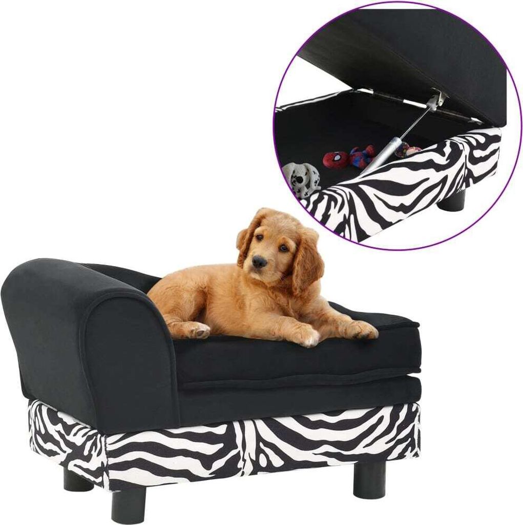 Hundesofa Schwarz 57x34x36 cm Plüsch , Hundebetten Design 2024