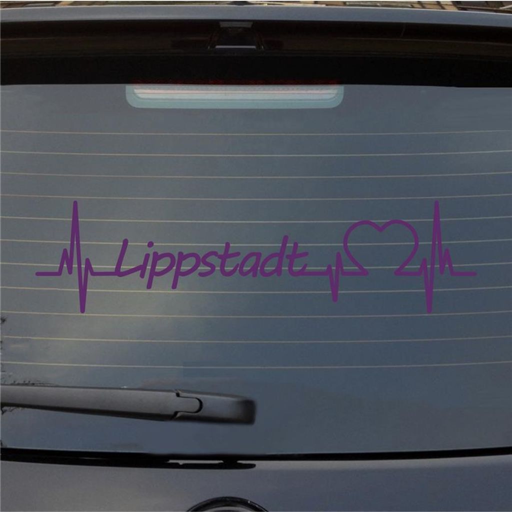 Heckscheibenaufkleber Lippstadt Herzschlag Puls Stadt Liebe 55x20 cm Lila Auto Aufkleber Sticker