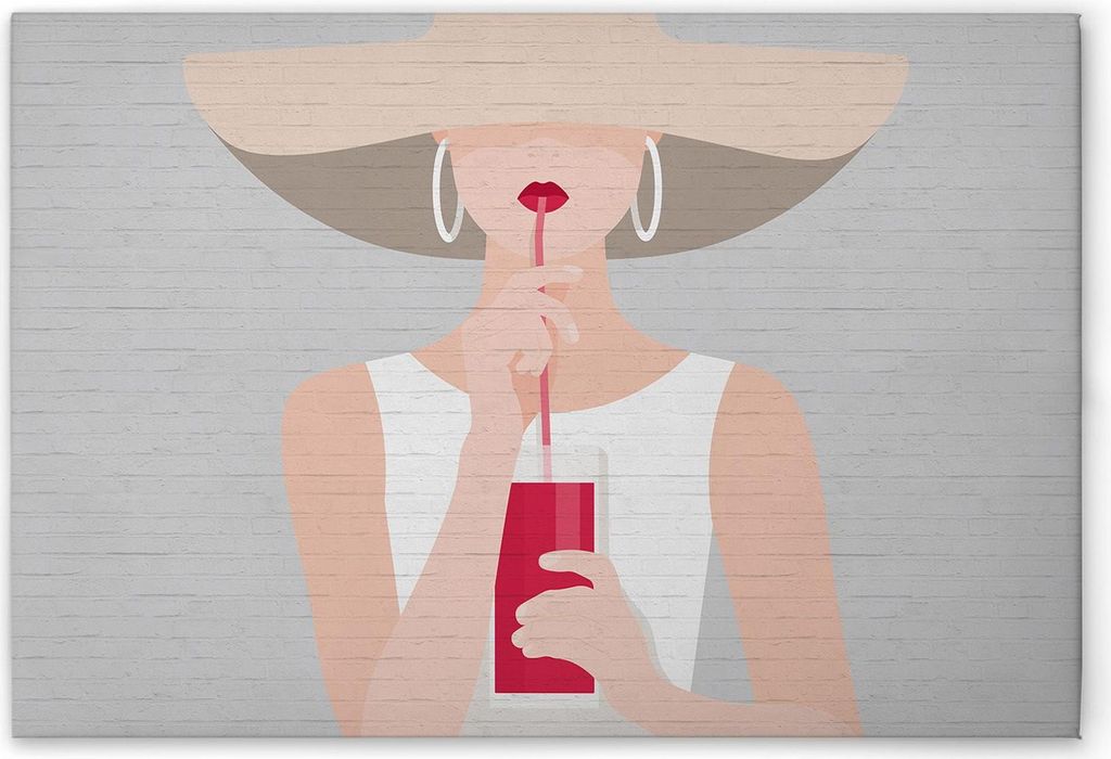 TADESSI Leinwandbild Retro Audrey - Wandbild 60 x 40 cm - Kunstdruck auf Leinwand in Grau Beige - M1-No.51242