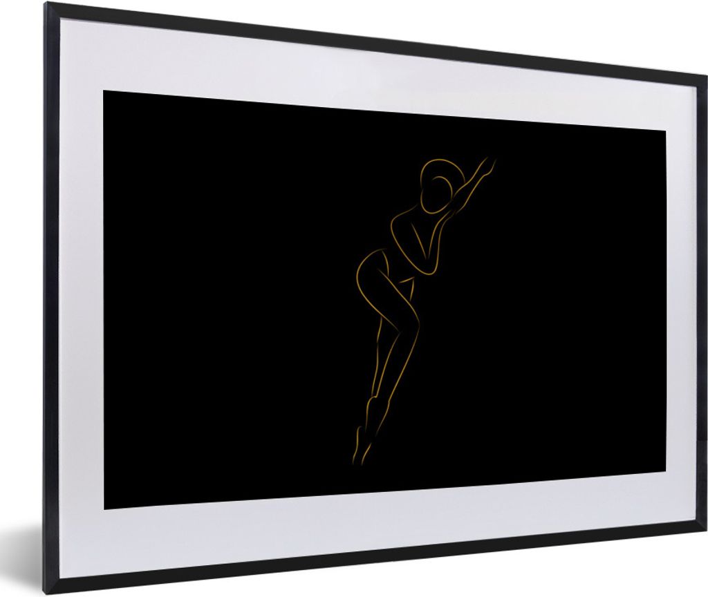 MuchoWow® Gerahmtes Poster Frau - Schwarz - Gold - Produktbild 
