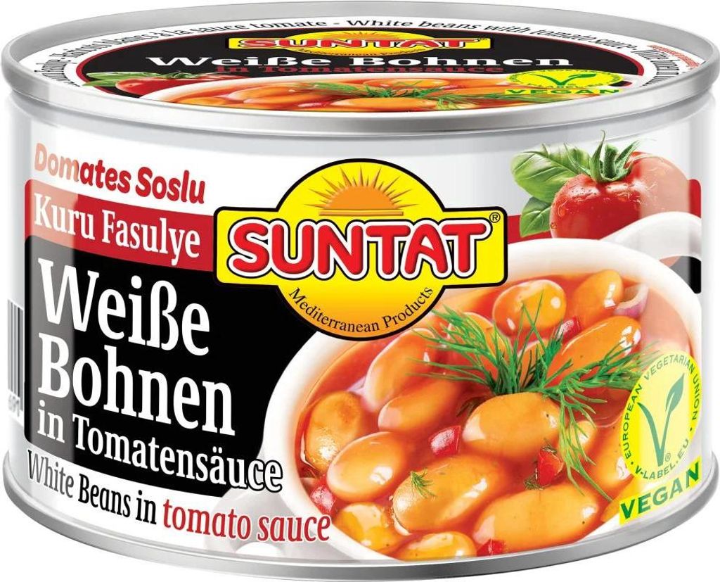 SUNTAT Weiße Bohnen in Tomatensoße 400g Produktbild 
