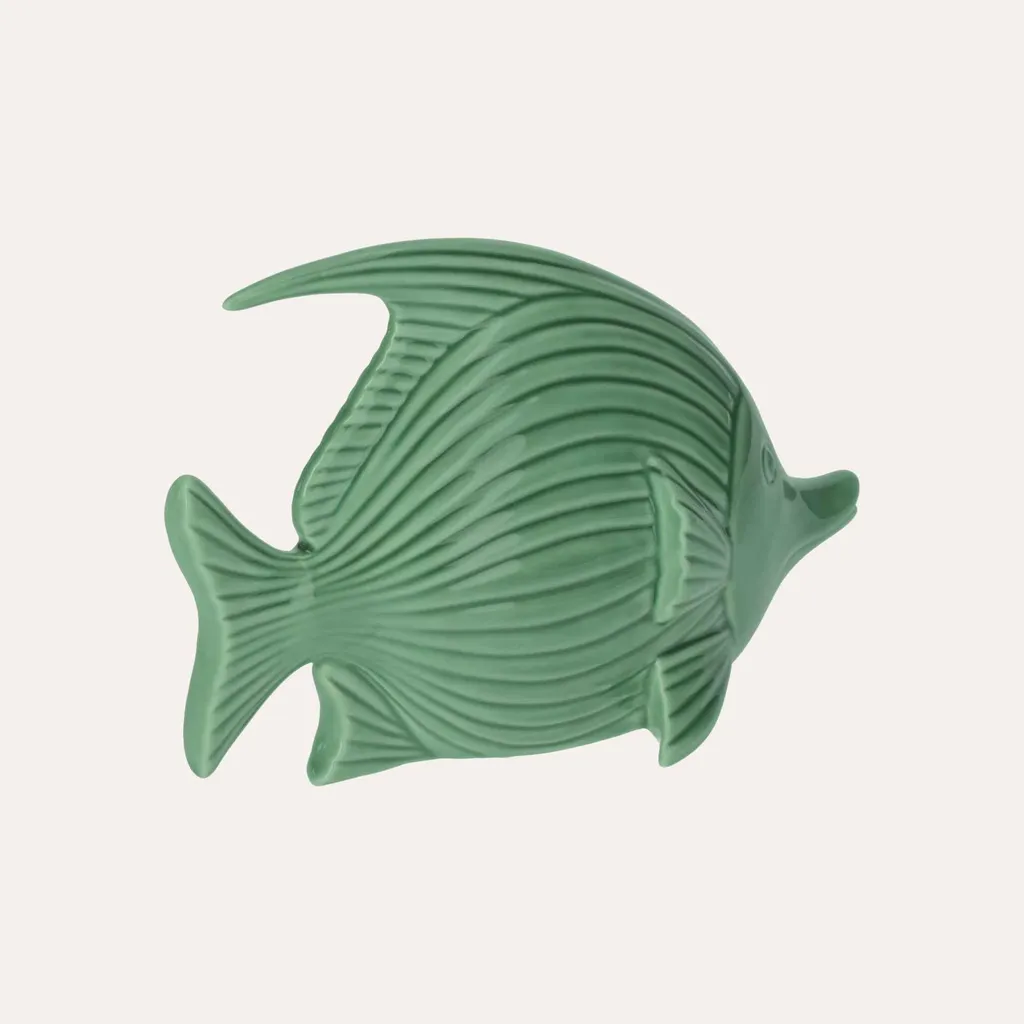 Statue de Poisson en Céramique Verte Émaillée Objet Déco Design Chic - 2