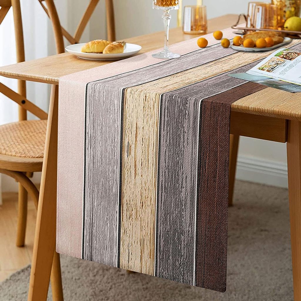 Grauer moderner Tischläufer im Frühling, 33 x 183 cm, Produktbild 