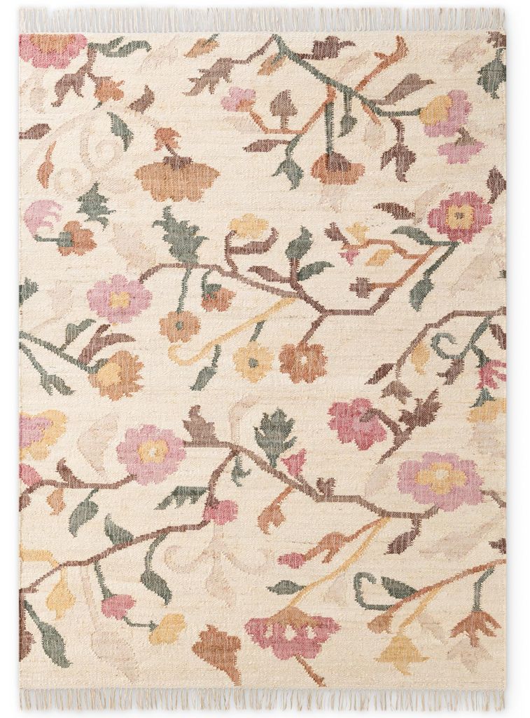 Tapis Kelim violet en jute et coton, fait à la main, Image du produit 