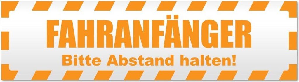 Fahranfänger. Bitte Abstand halten! Gestreift Magnetschild Schild magnetisch - 20cm Orange - Magnetfolie für Auto PKW Kfz