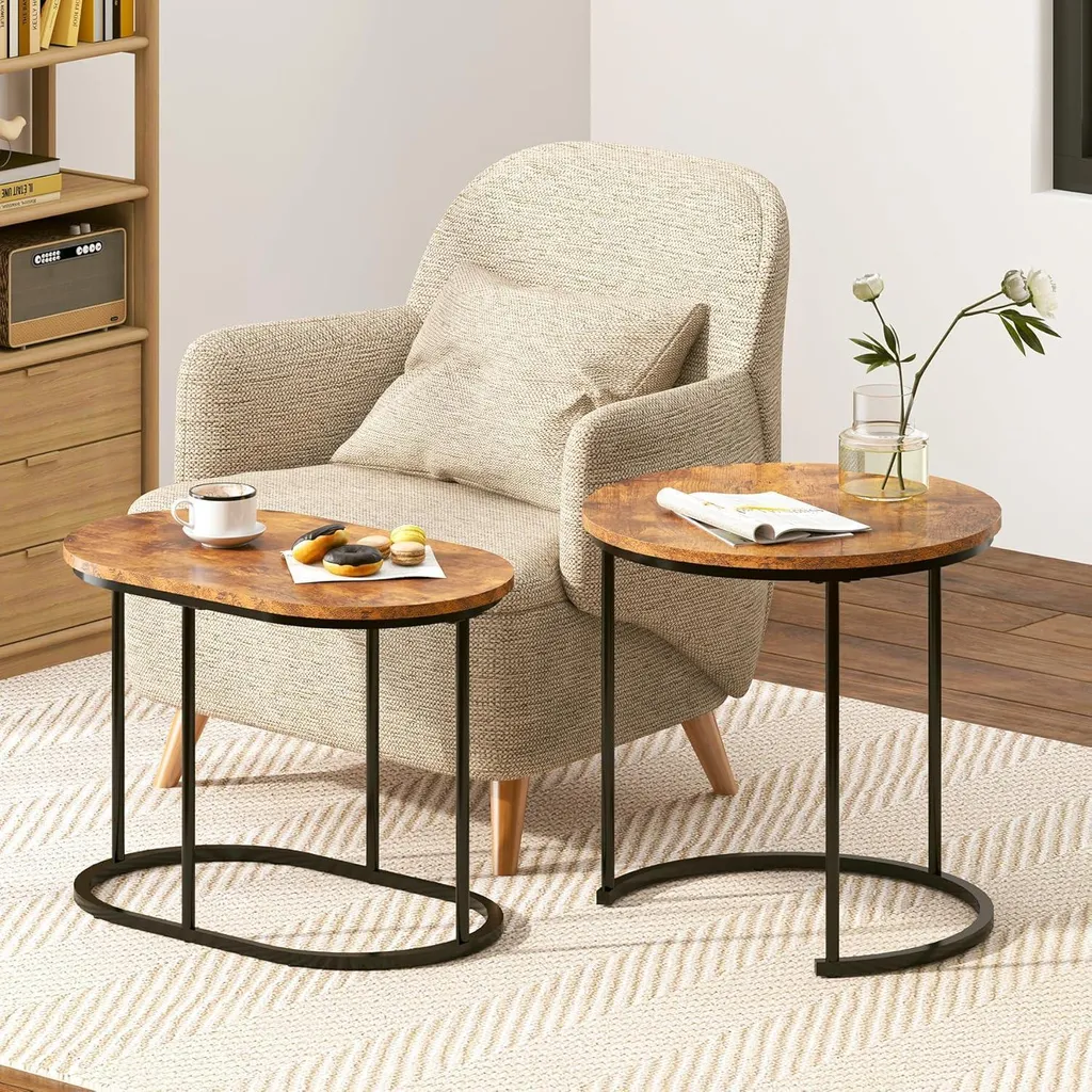 Set de 2 tables basses gigognes design - Gain de place pour salon et apéro
