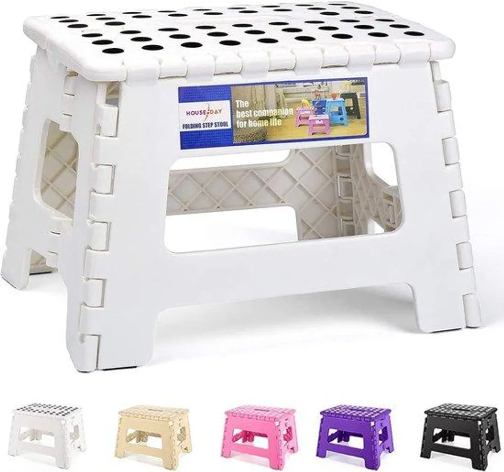 Marche-pied pliant pour enfant en plastique blanc compact et robuste