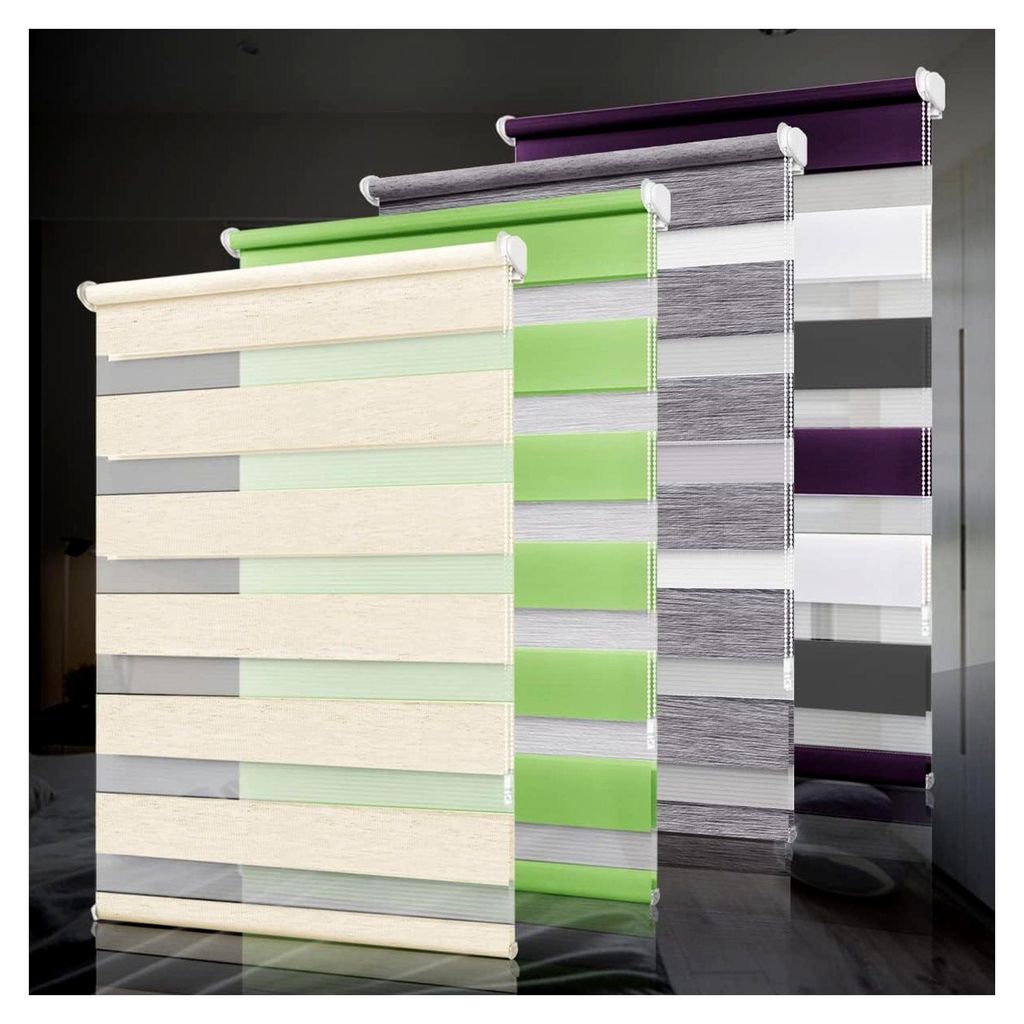 Doppelrollo Klemmfix ohne Bohren, Duo Rollos für Fenster mit Klemmträger, Natur B50 x H140cm (Stoffbreite 50cm), lichtdurchlässig & verdunkelnd,...