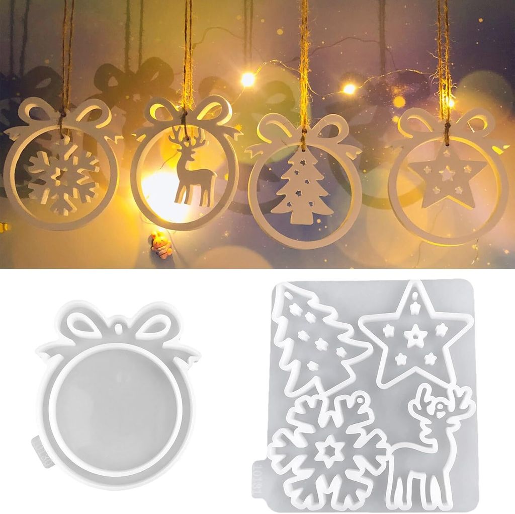 Silikonformen Gießformen, Silikonform Weihnachten Anhänger, Silikon Gießform Anhänger, Gipsformen zum Gießen, Epoxidharz Formen zur Herstellun...