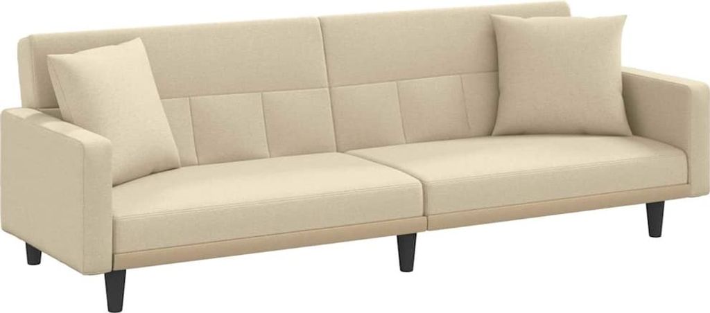 vidaXL Schlafsofa mit Kissen Creme Stoff