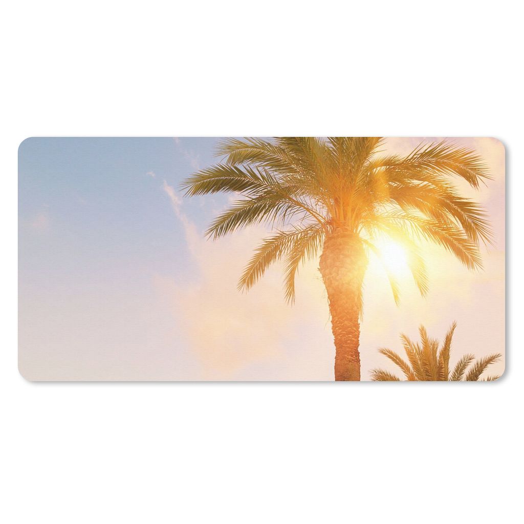 MuchoWow Schreibtischunterlage Palme - Sommer - Sonne - Tropisch 80x40 cm - XXL Mauspad - Gaming Mauspad